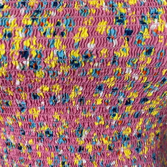 French Connection Stacie Daisy Print Smocked Peplum Top Moonlite Pink - Picture 6 of 8